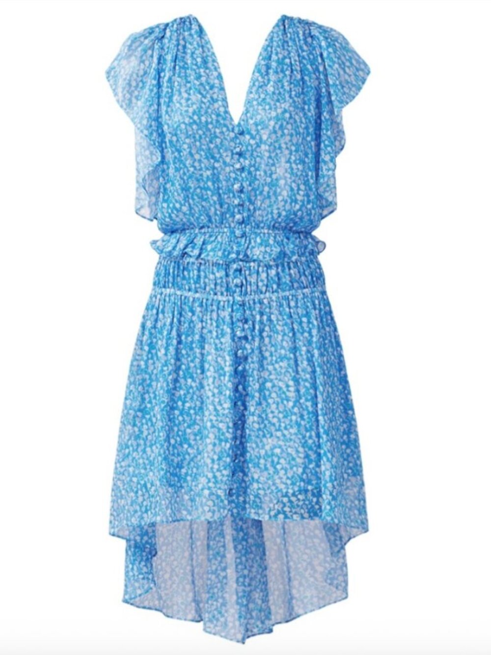 The Kooples Blue Lagoon Print Silk Muslin Dress - Picture 3 of 12
